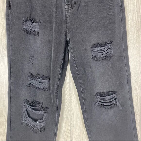 PacSun | Black Distressed High Rise Straight Leg Jeans Size 25 - Picture 8 of 11